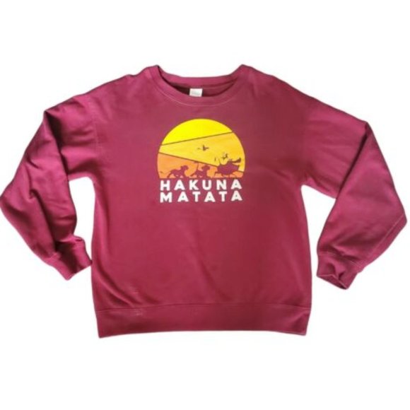 Disney Sweatshirt Hakuna Matata Lion King Graphic Crew Neck Pullover SZ SMALL - Picture 8 of 9
